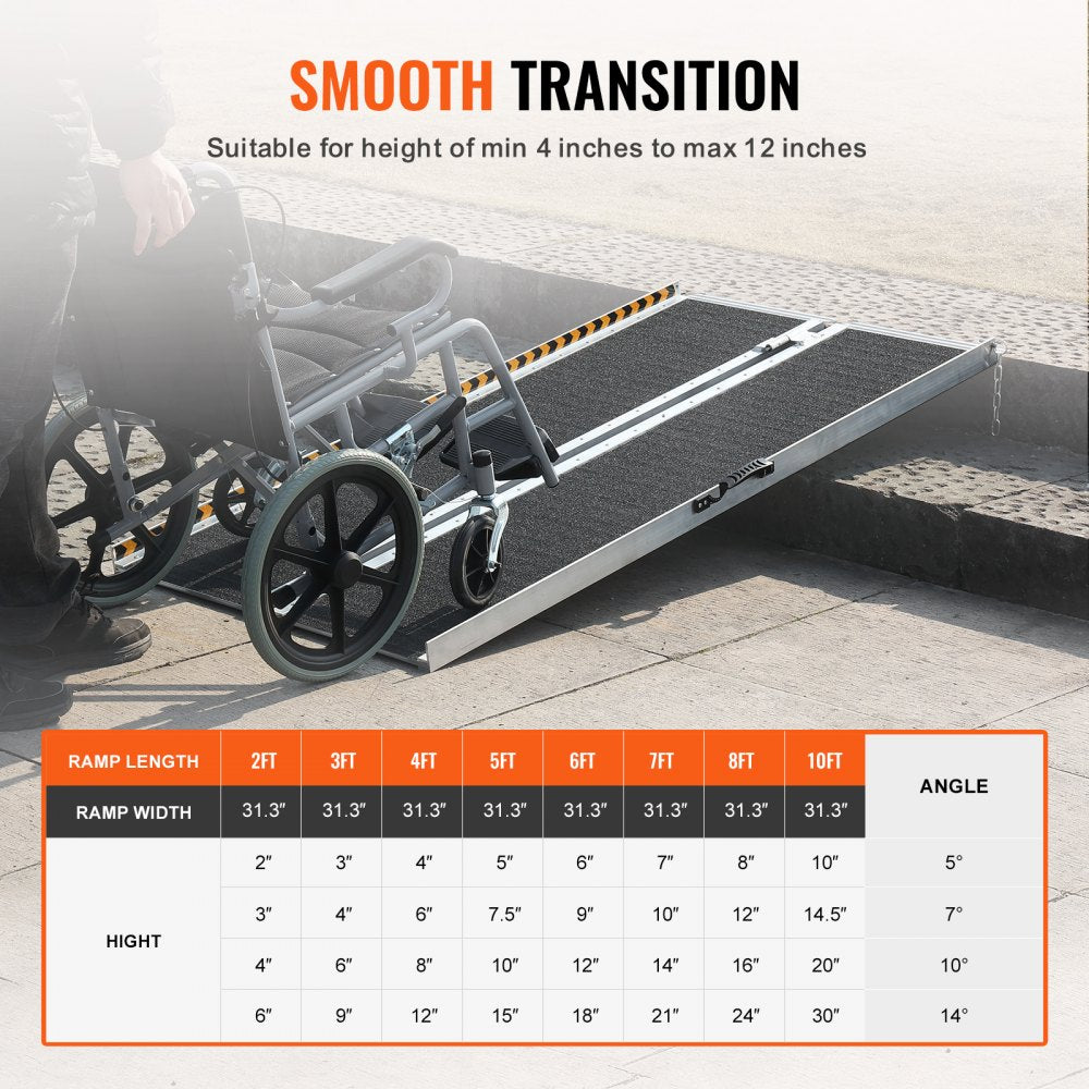 1YAZTIV0 - 4 ft Folding Aluminum Wheelchair Ramp, 800 lbs Capacity