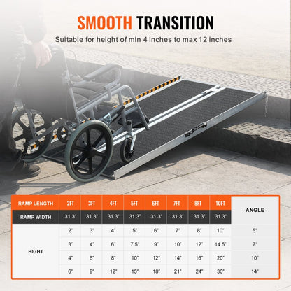 1YAZTIV0 - 4 ft Folding Aluminum Wheelchair Ramp, 800 lbs Capacity