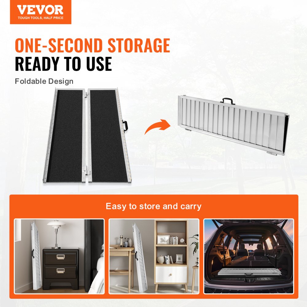 12YUIHV0 - Lightweight 5ft Aluminum Wheelchair Ramp for Easy Accessibility