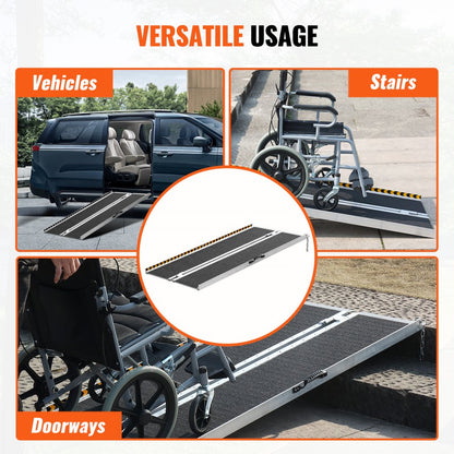 12YUIHV0 - Lightweight 5ft Aluminum Wheelchair Ramp for Easy Accessibility