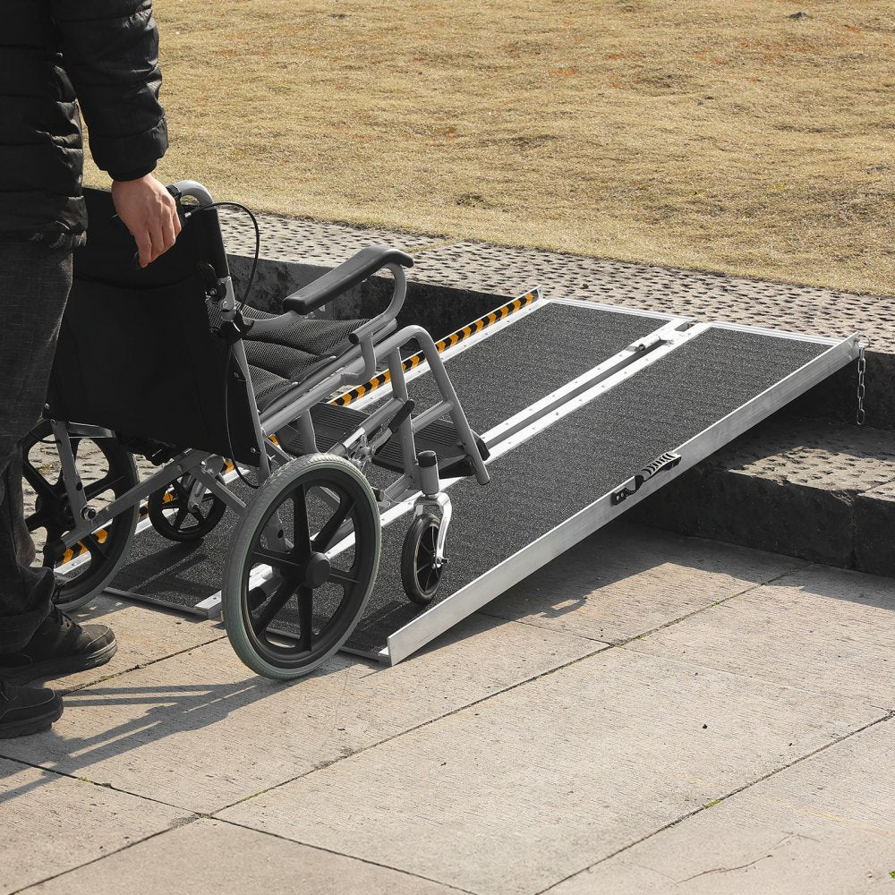 1JQ8CRV0 - 6 ft Aluminum Wheelchair Ramp, 800 lbs Capacity, Non-Slip Surface