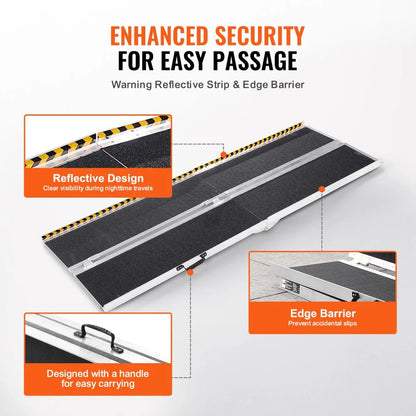 13E5LEV0 - 7 ft Portable Aluminum Wheelchair Ramp, 800 lbs Capacity