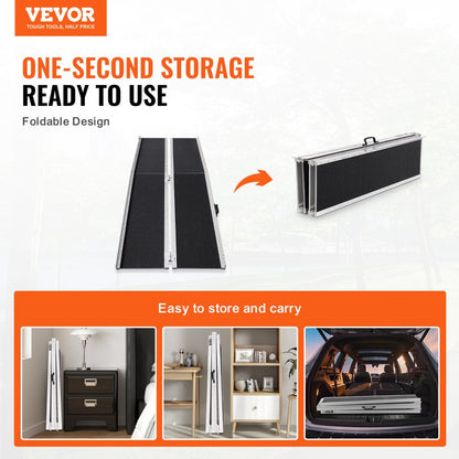 17MST1V0 - 8ft Aluminum Wheelchair Ramp, 800 lbs Capacity, Foldable Design