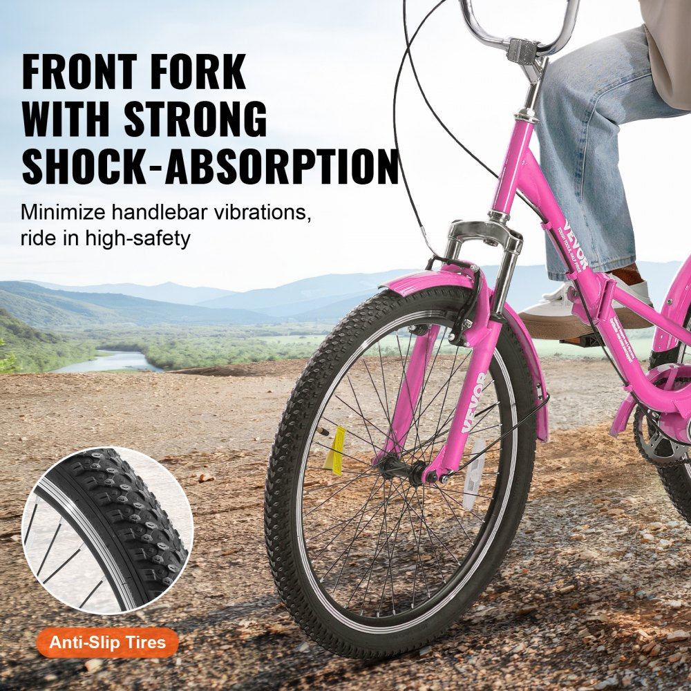 SS003-3A - 26-Inch Pink Folding Tricycle with Rear Basket