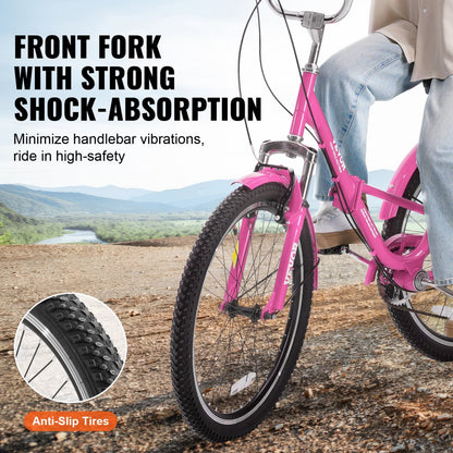 SS002-6A - Durable Folding Adult Tricycle with Carbon Steel Frame, Pink