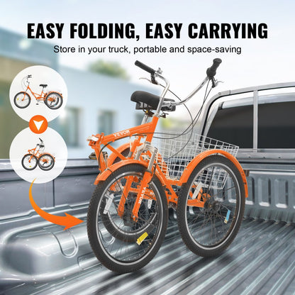 SS002-5B - 24-Inch Foldable Tricycle for Easy Transport and Storage
