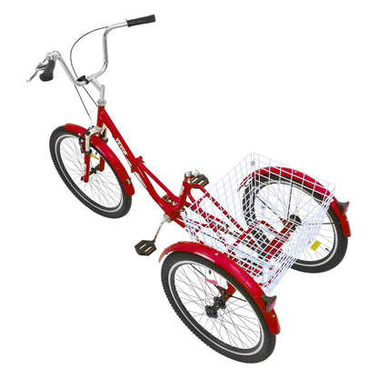 SS003-2A - 24-Inch Foldable Tricycle with Dual Brakes and Rear Basket