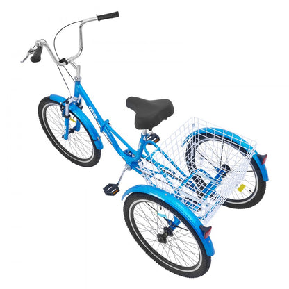 SS003-3B - 26-Inch Folding Tricycle with Basket, Durable Carbon Steel