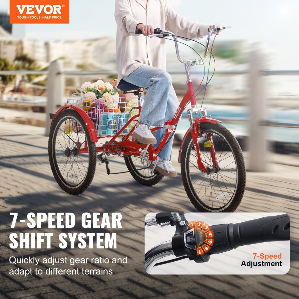 SS002-6B - 26-Inch Folding Tricycle, 7-Speed Design for Easy Assembly