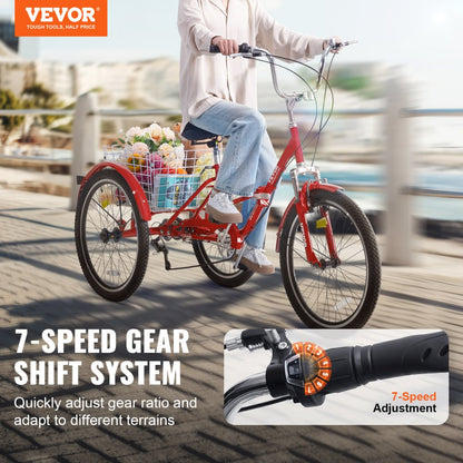 SS002-6B - 26-Inch Folding Tricycle, 7-Speed Design for Easy Assembly