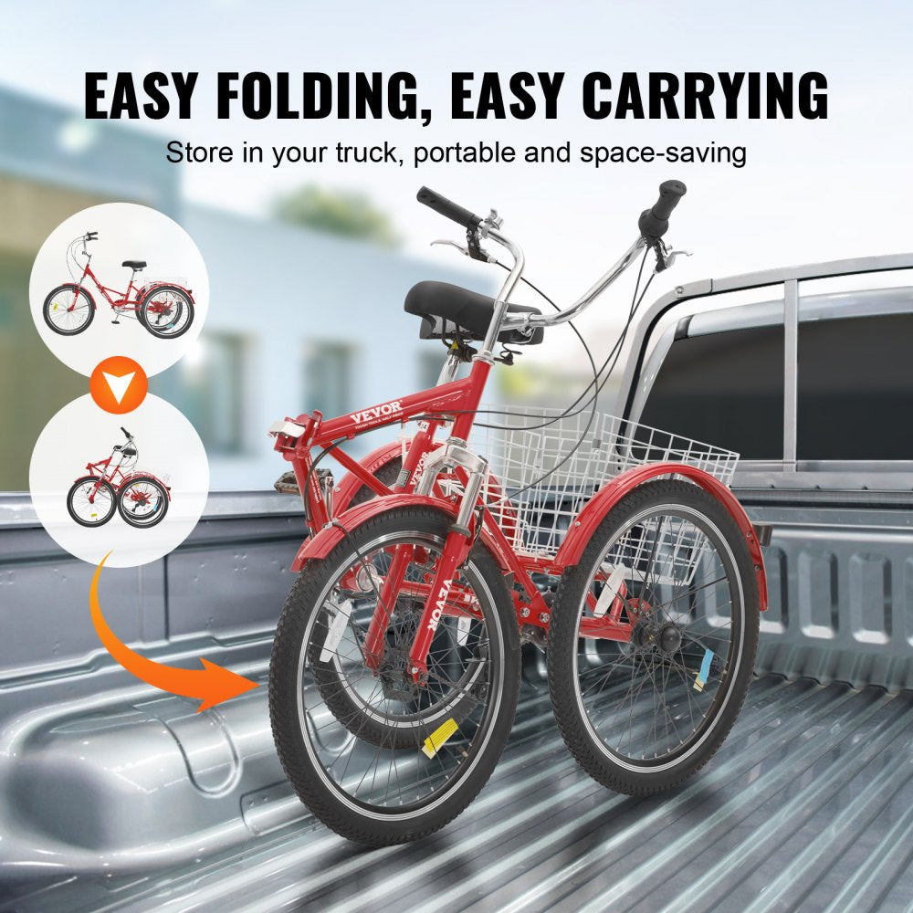 SS002-6B - 26-Inch Folding Tricycle, 7-Speed Design for Easy Assembly