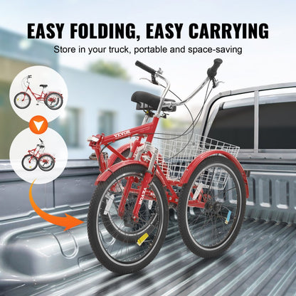 SS002-6B - 26-Inch Folding Tricycle, 7-Speed Design for Easy Assembly