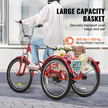 SS002-6B - 26-Inch Folding Tricycle, 7-Speed Design for Easy Assembly