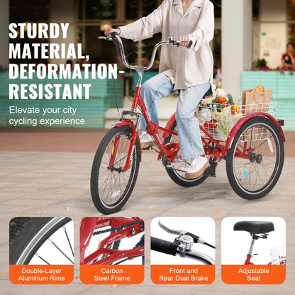 SS002-6B - 26-Inch Folding Tricycle, 7-Speed Design for Easy Assembly