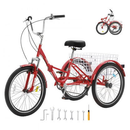 SS002-6B - 26-Inch Folding Tricycle, 7-Speed Design for Easy Assembly
