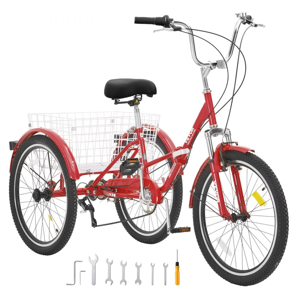 SS002-6B - 26-Inch Folding Tricycle, 7-Speed Design for Easy Assembly