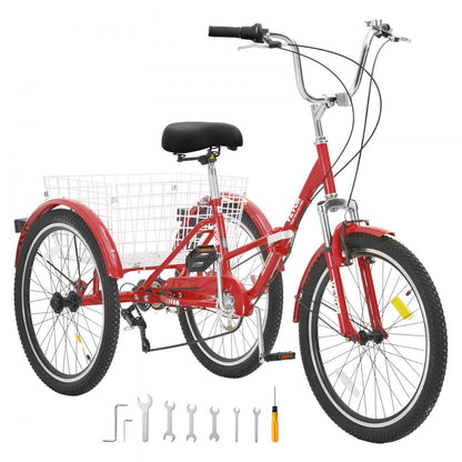 SS002-6B - 26-Inch Folding Tricycle, 7-Speed Design for Easy Assembly