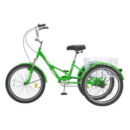 SS003-2B - 24-Inch Foldable Adult Tricycle with Rear Basket