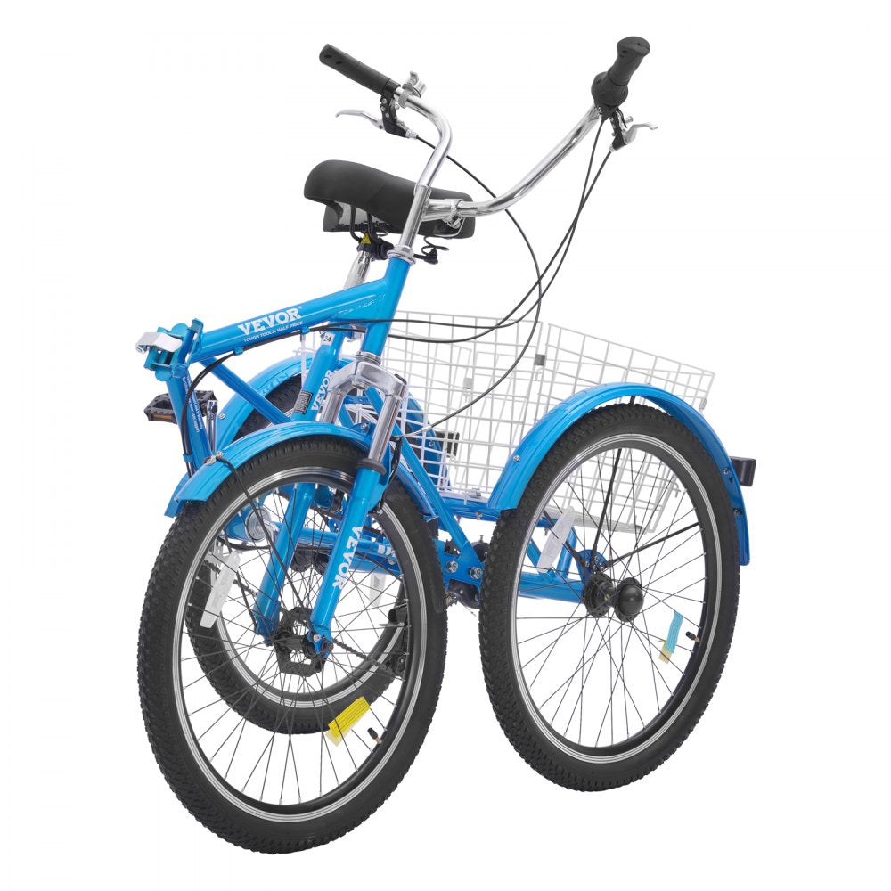 SS002-5C - VEVOR 24-Inch 7-Speed Folding Tricycle with Basket