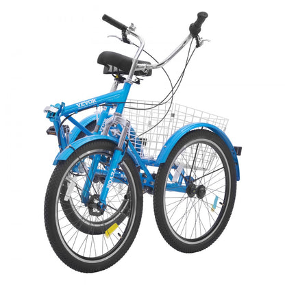 SS002-5C - VEVOR 24-Inch 7-Speed Folding Tricycle with Basket