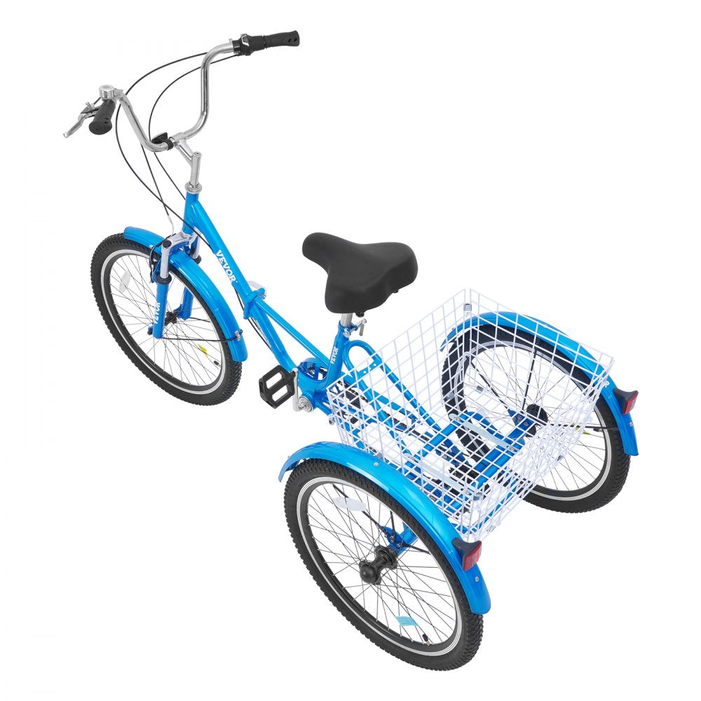 SS002-5C - VEVOR 24-Inch 7-Speed Folding Tricycle with Basket