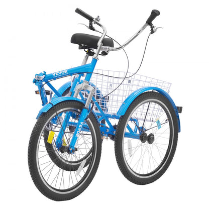 SS003-2C - 24-Inch Foldable Blue Adult Tricycle for Easy Transport
