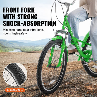 SS002-5D - 24" Foldable Tricycle with 7 Speeds and Basket