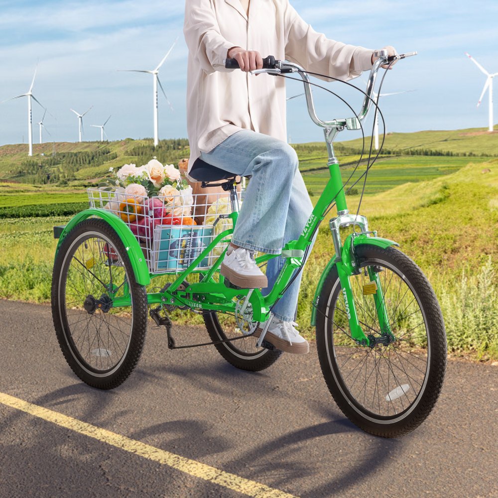 SS002-5D - 24" Foldable Tricycle with 7 Speeds and Basket