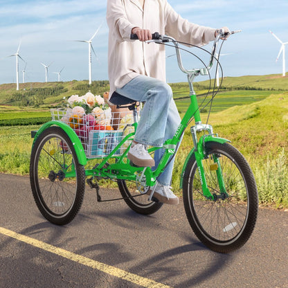 SS002-5D - 24" Foldable Tricycle with 7 Speeds and Basket