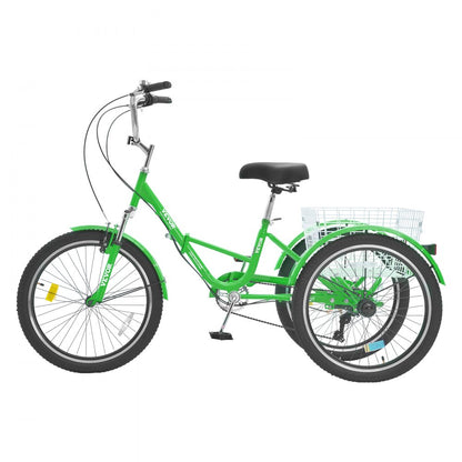 SS002-5D - 24" Foldable Tricycle with 7 Speeds and Basket