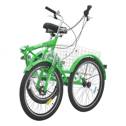 SS002-5D - 24" Foldable Tricycle with 7 Speeds and Basket
