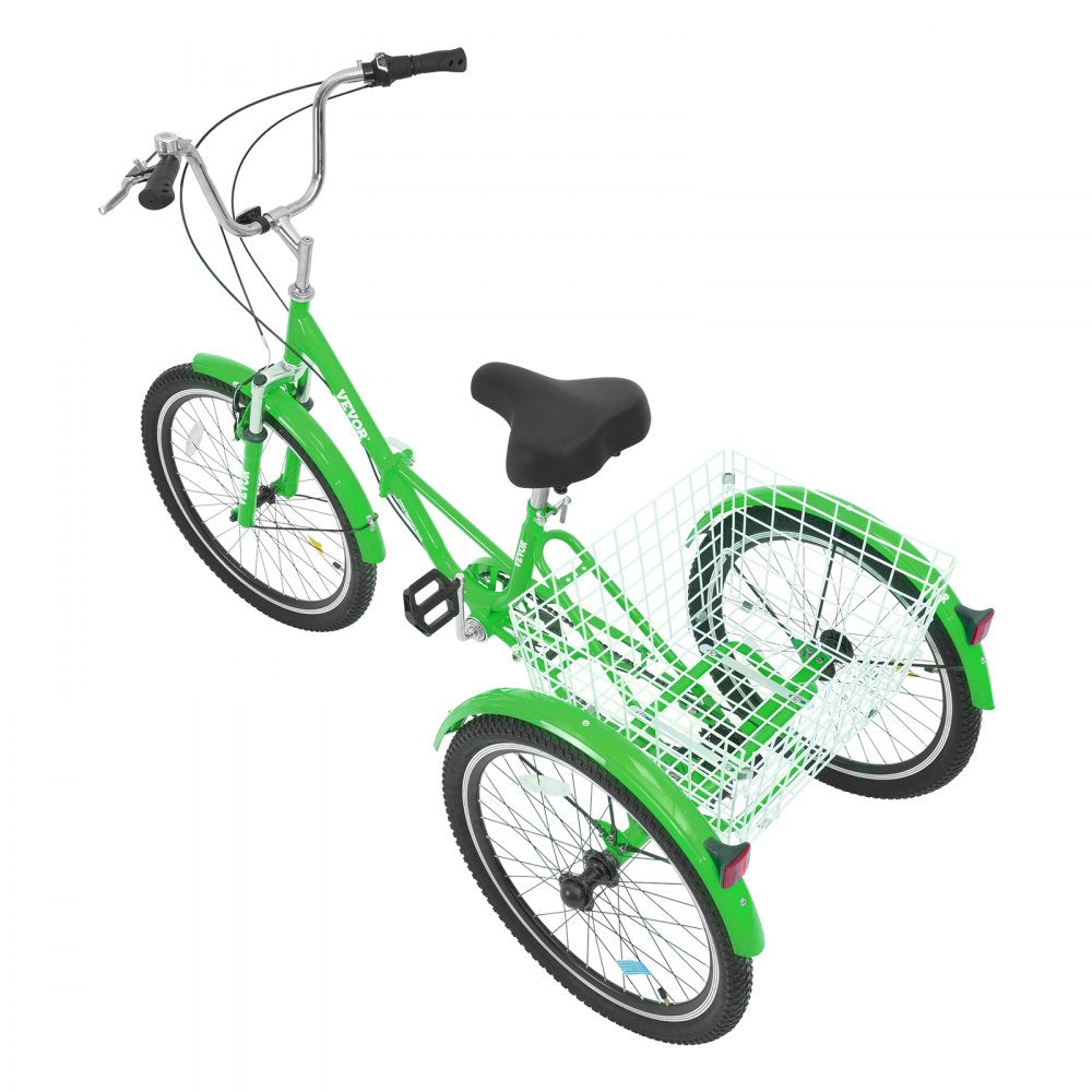 SS002-5D - 24" Foldable Tricycle with 7 Speeds and Basket
