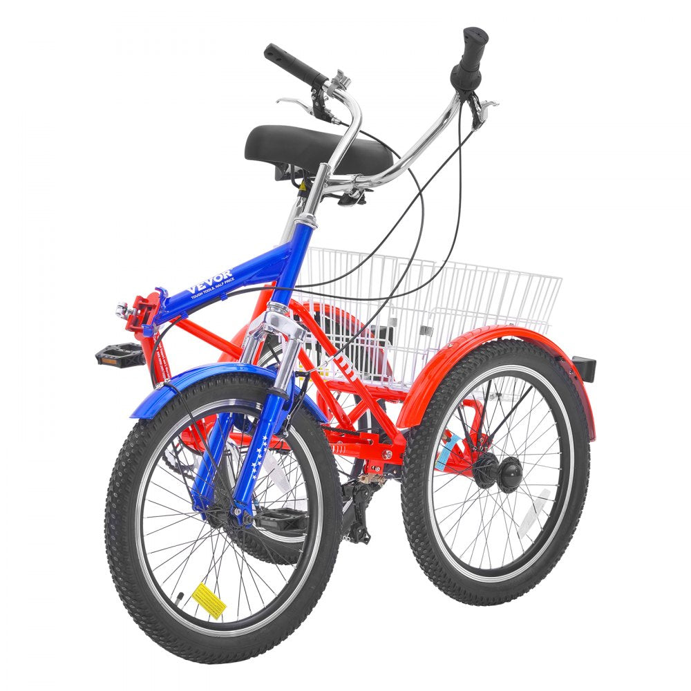 SS002-4 - Portable 20-Inch Adult Tricycle with Rear Basket & Adjustable Seat