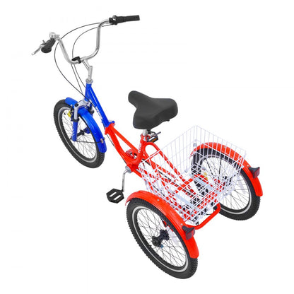 SS002-4 - Portable 20-Inch Adult Tricycle with Rear Basket & Adjustable Seat
