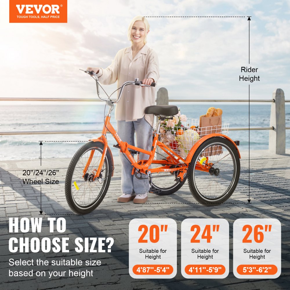 SS001-6 - 26-Inch Foldable Adult Tricycle for Convenient Travel
