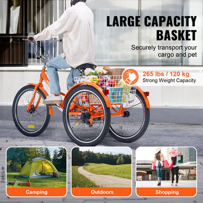 SS001-6 - 26-Inch Foldable Adult Tricycle for Convenient Travel