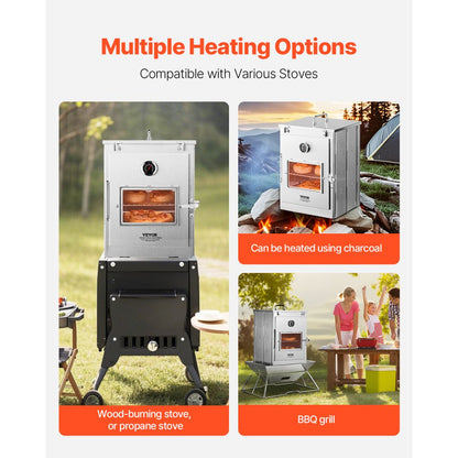 T35-1 - Compact 3-Tier Stainless Steel Camping Oven, 12.2x12.6x17.3 Inches