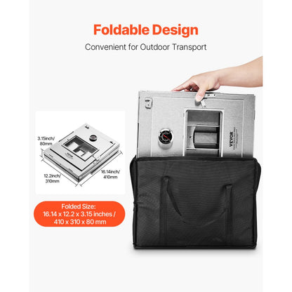 T35-1 - Compact 3-Tier Stainless Steel Camping Oven, 12.2x12.6x17.3 Inches