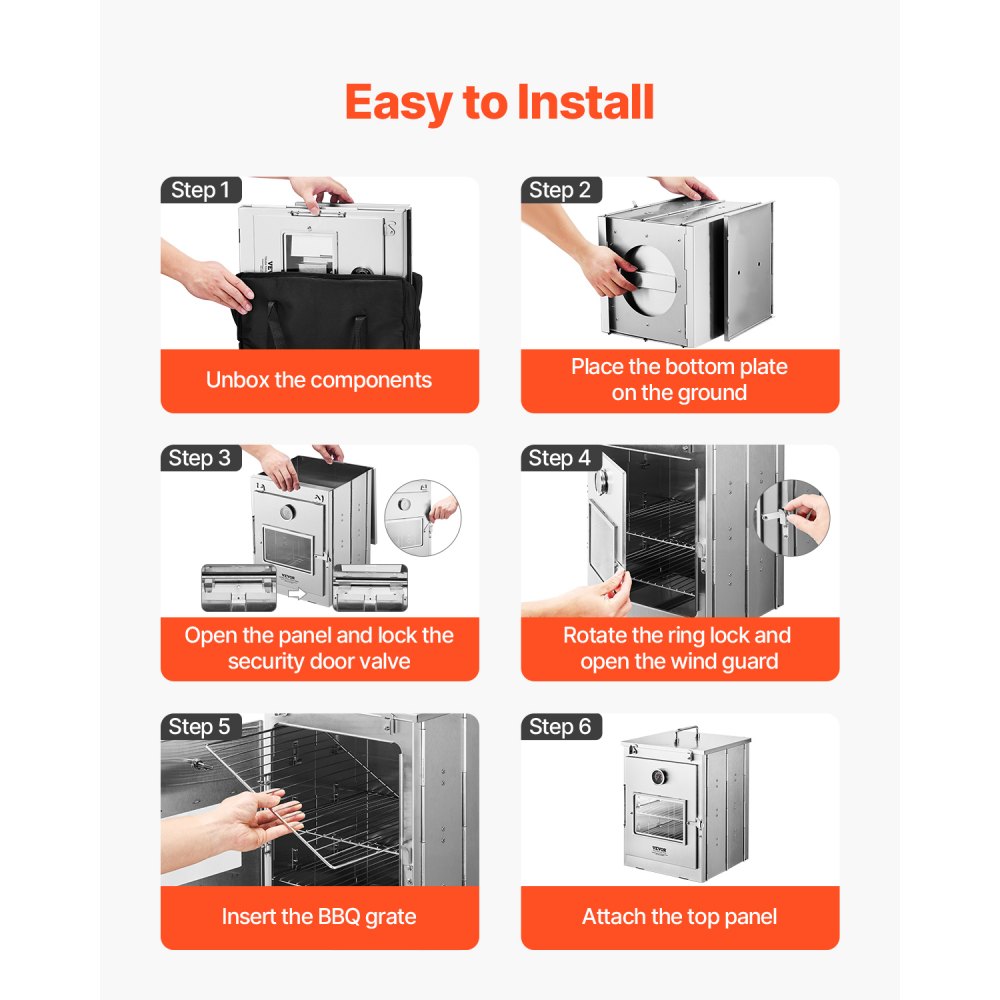 T35-1 - Compact 3-Tier Stainless Steel Camping Oven, 12.2x12.6x17.3 Inches