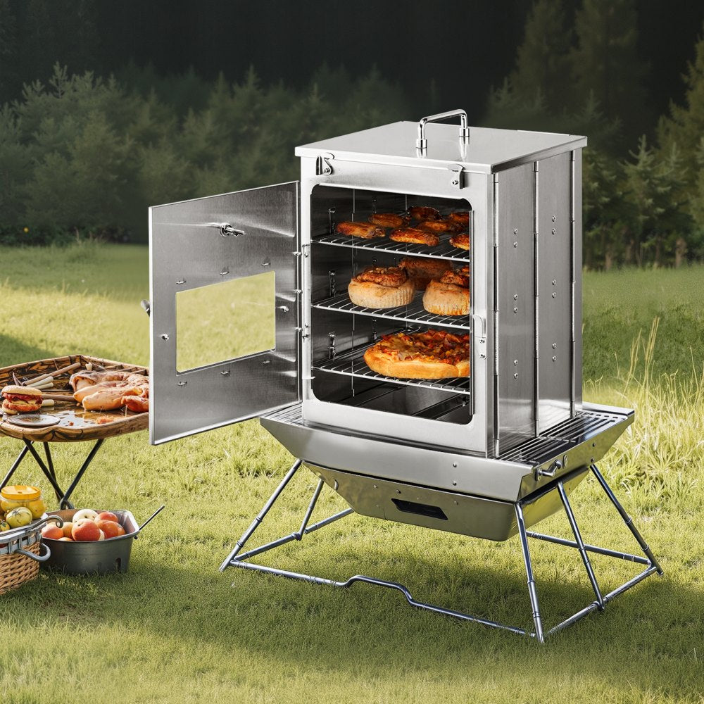 T35-1 - Compact 3-Tier Stainless Steel Camping Oven, 12.2x12.6x17.3 Inches
