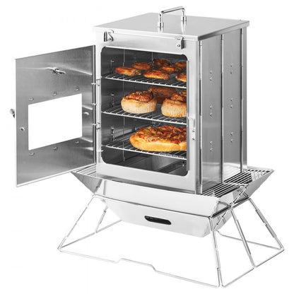 T35-1 - Compact 3-Tier Stainless Steel Camping Oven, 12.2x12.6x17.3 Inches