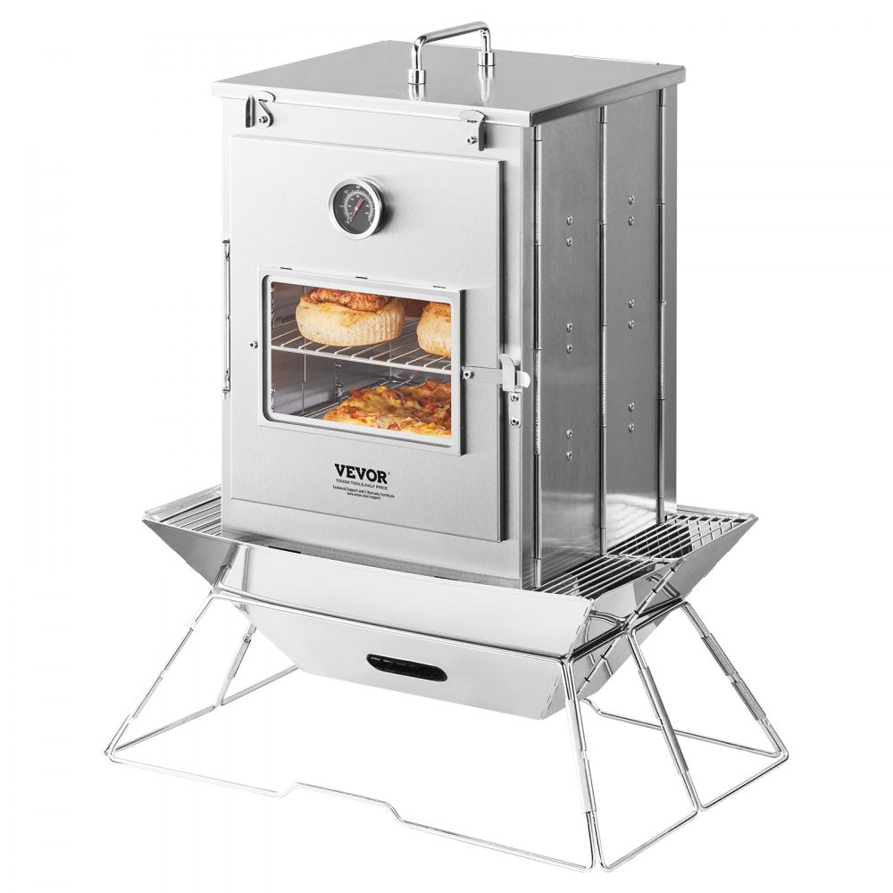 T35-1 - Compact 3-Tier Stainless Steel Camping Oven, 12.2x12.6x17.3 Inches