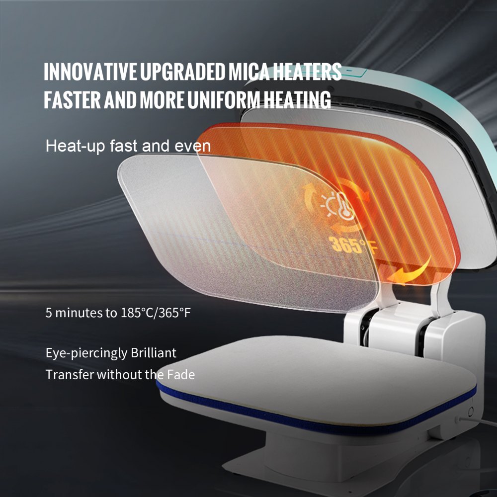 010904582725 - 15x12in VEVOR Auto Heat Press for Effortless Design Transfers