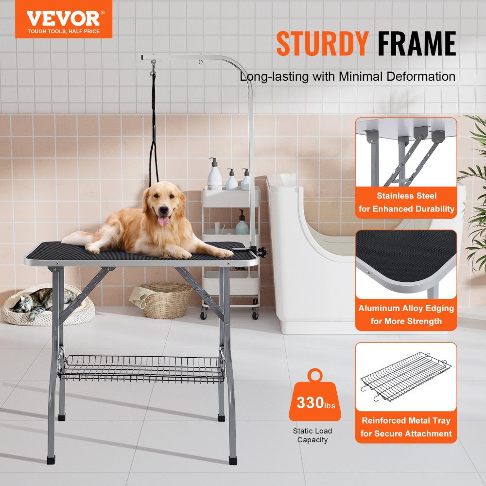GT-210S - Durable Stainless Steel Pet Grooming Arm for Up to 330 lbs