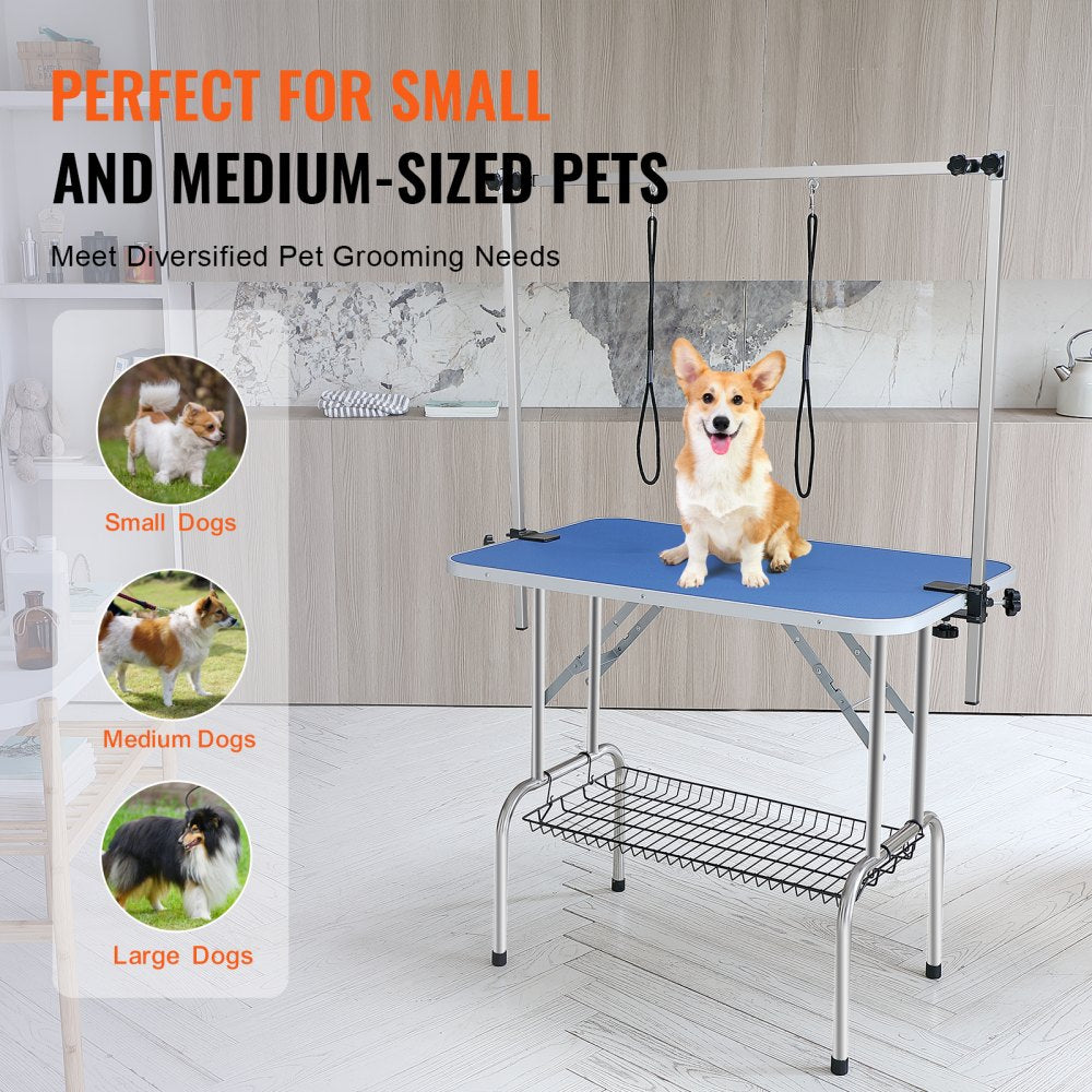 GT-205H - 36"x24" Stainless Steel Pet Grooming Table with Adjustable Arms