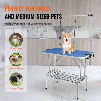 GT-205H - 36"x24" Stainless Steel Pet Grooming Table with Adjustable Arms