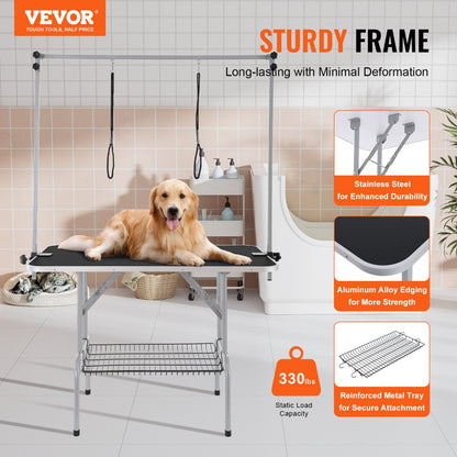 GT-202H - 46'' Durable Stainless Steel Grooming Table for Medium Pets
