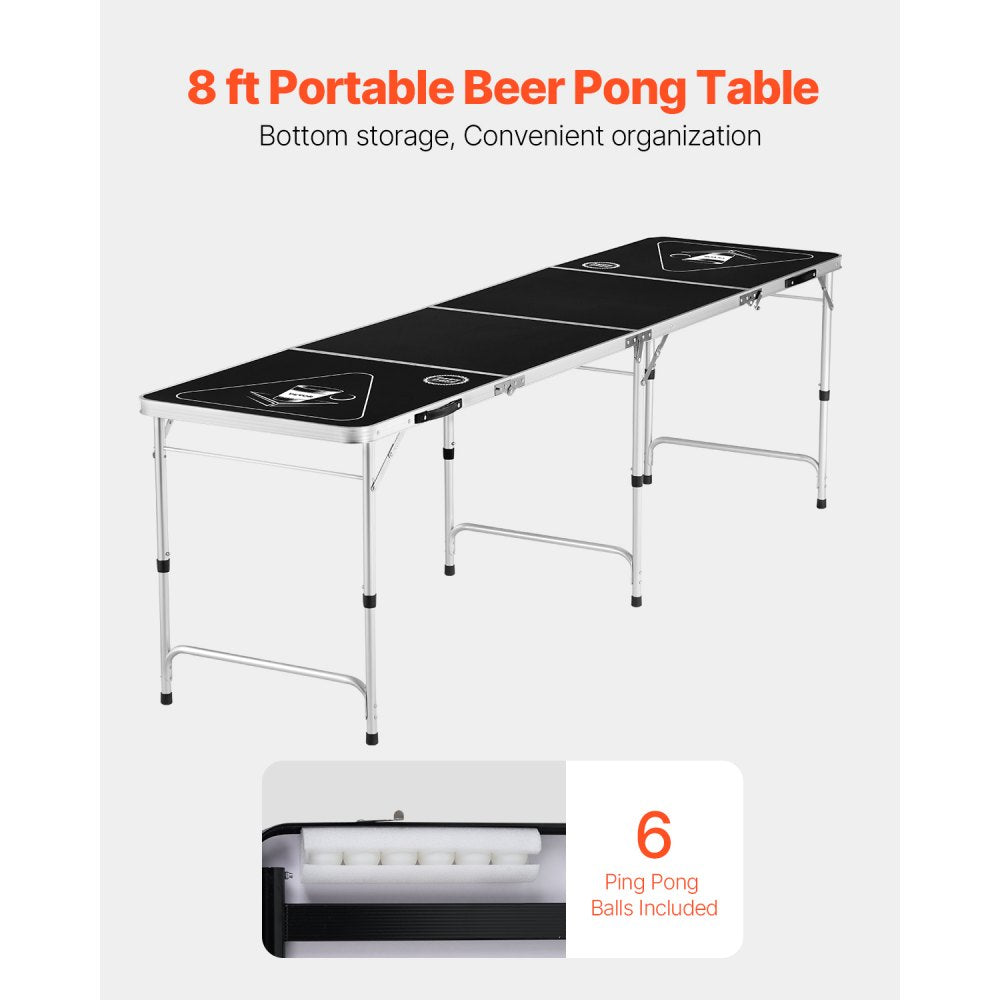 BP-01-2 - 8ft Folding Beer Pong Table with Storage & Carry Handle