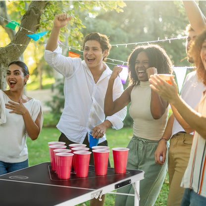 BP-01-2 - 8ft Folding Beer Pong Table with Storage & Carry Handle
