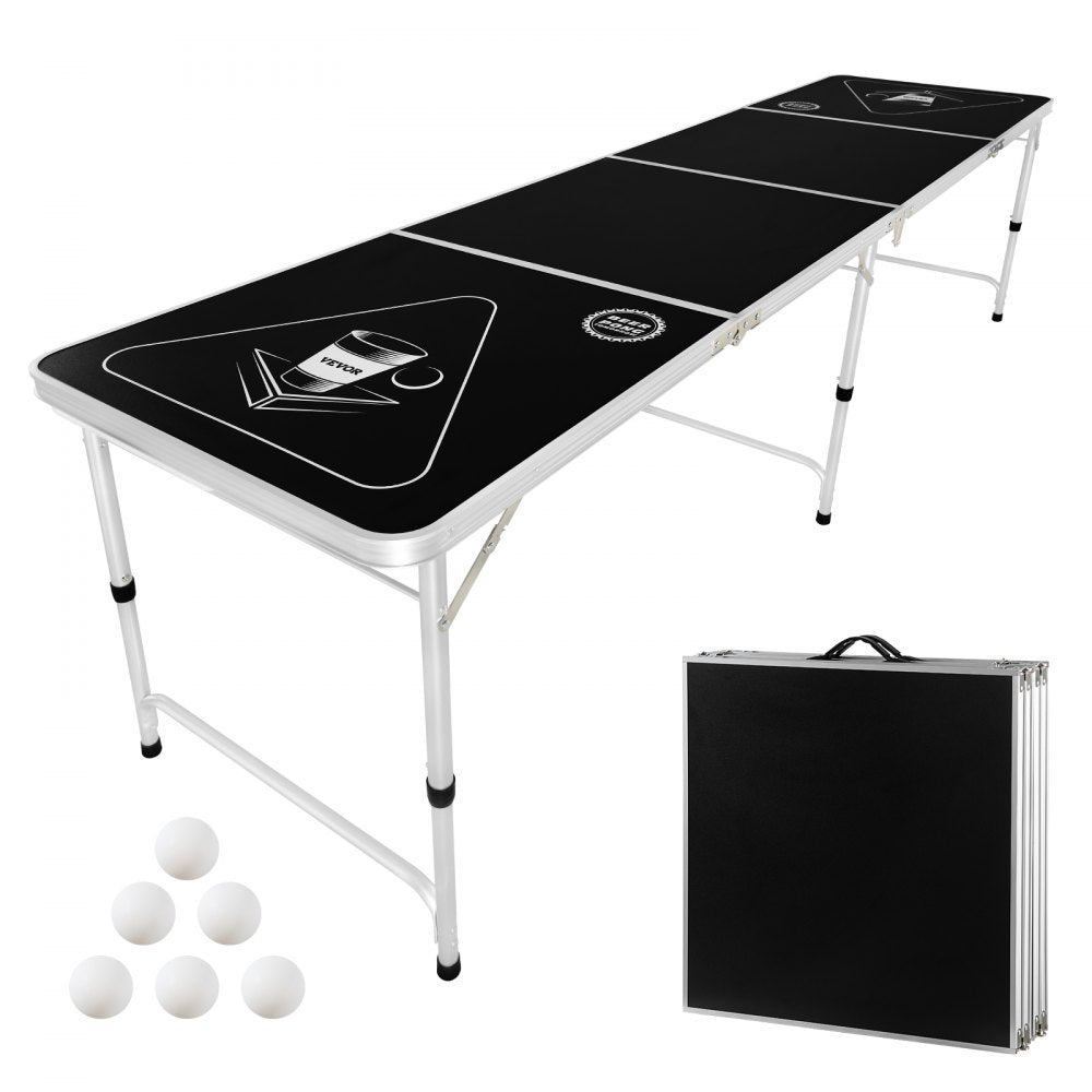 BP-01-2 - 8ft Folding Beer Pong Table with Storage & Carry Handle